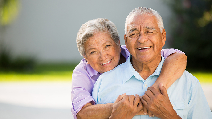 Community Partner Highlight: Salud America! showing an elderly couple hugging embrace