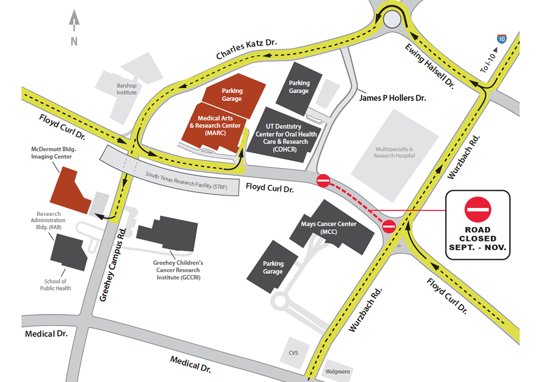 Map of directions to the Medical Arts and Research Center (MARC)