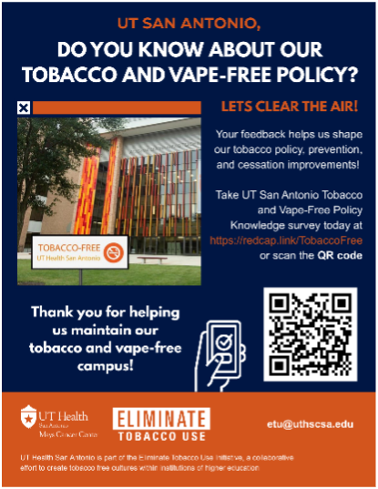 UT San Antonio, do you know about our tobacco and vape free policy?