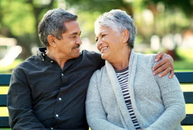 Image of older couple together outdoors.